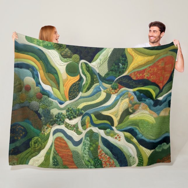 Avböjd Abstract Design Aerial Topography Fleecefilt (På plats)