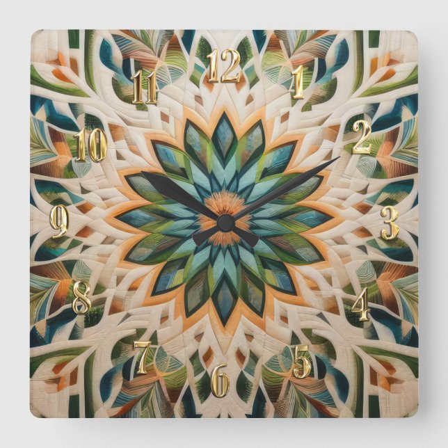 Avböjd abstrakt design fyrkantig klocka (Framsida)