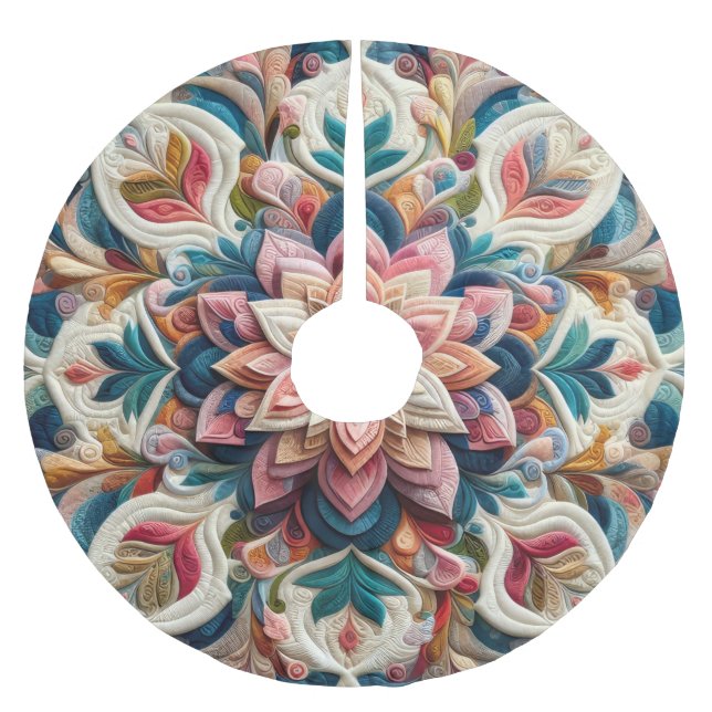 Avböjd abstrakt design julgransmatta borstad polyester (Framsidan)