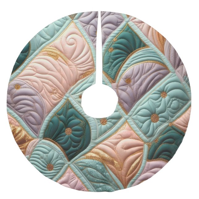 Avböjd abstrakt design julgransmatta borstad polyester (Framsidan)