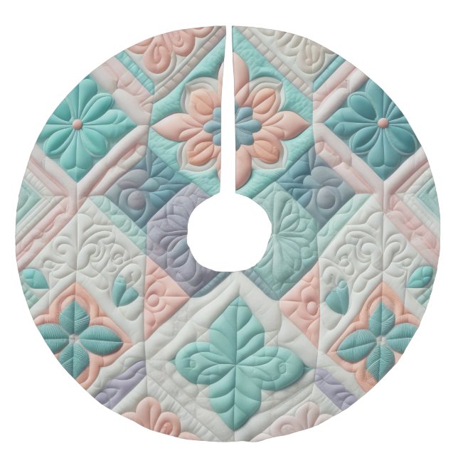 Avböjd abstrakt design julgransmatta borstad polyester (Framsidan)