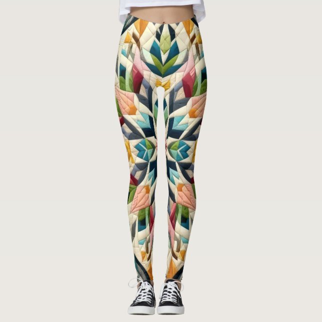 Avböjd abstrakt design leggings (Framsida)