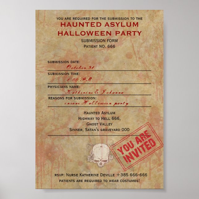 Avbruten asyl i Halloween fest Poster (Framsidan)