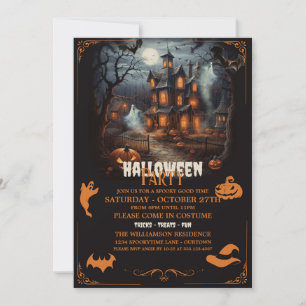 Avbruten Backe Orange Halloween fest Inbjudningar