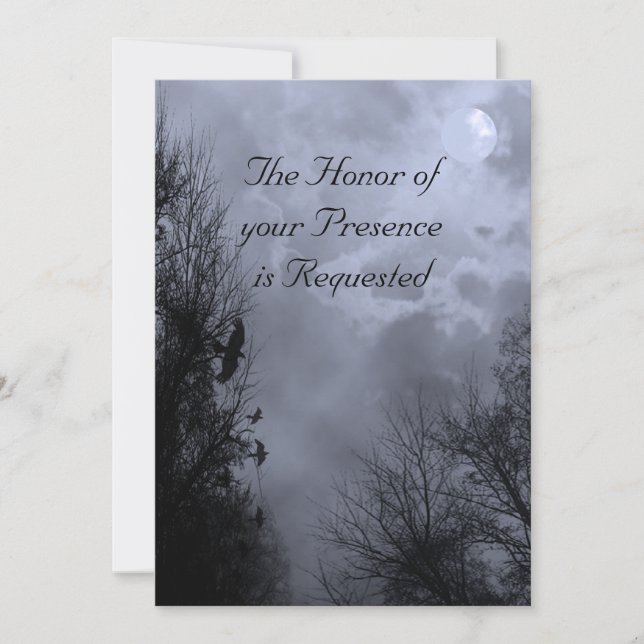 Avbruten Blå himmel med Ravens bröllopsinbjudan Inbjudningar (Framsida)