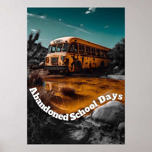 Avbruten skola Buss i öknen - Liminal Space Poster (Framsidan)