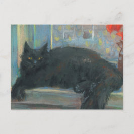 Avbruten tupplur, svart katt Impressionism Måleri Vykort