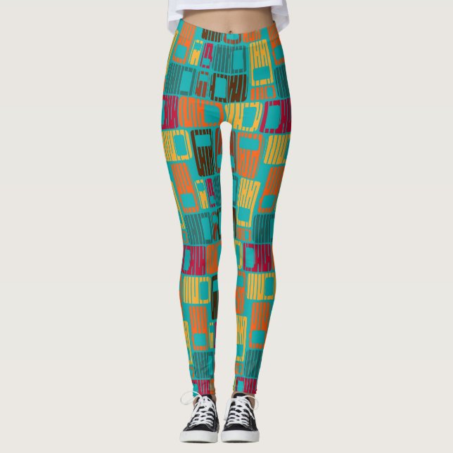 Avbrutna rektanglar leggings (Framsida)