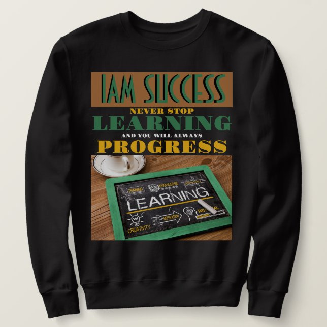 AVBRYT ALDRIG LÄRNING LÅNG ÄRMAD TRÖJA (Design framsida)