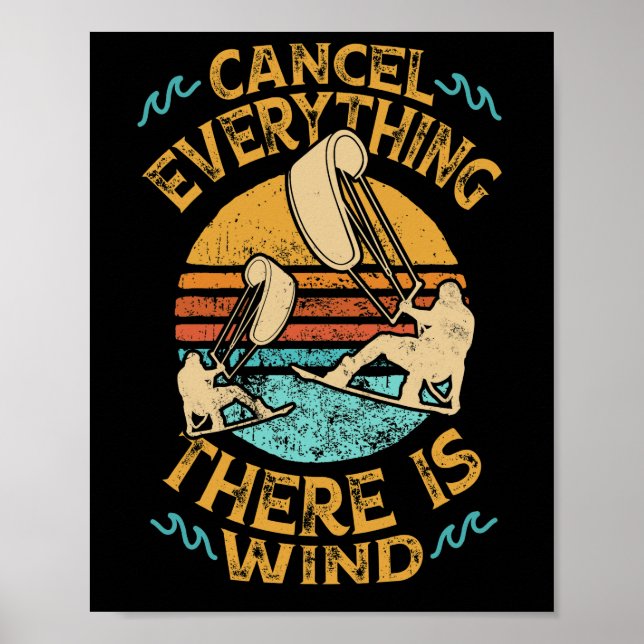 Avbryt allt det finns i Vinden Kitesurf Kite Boar Poster (Framsidan)