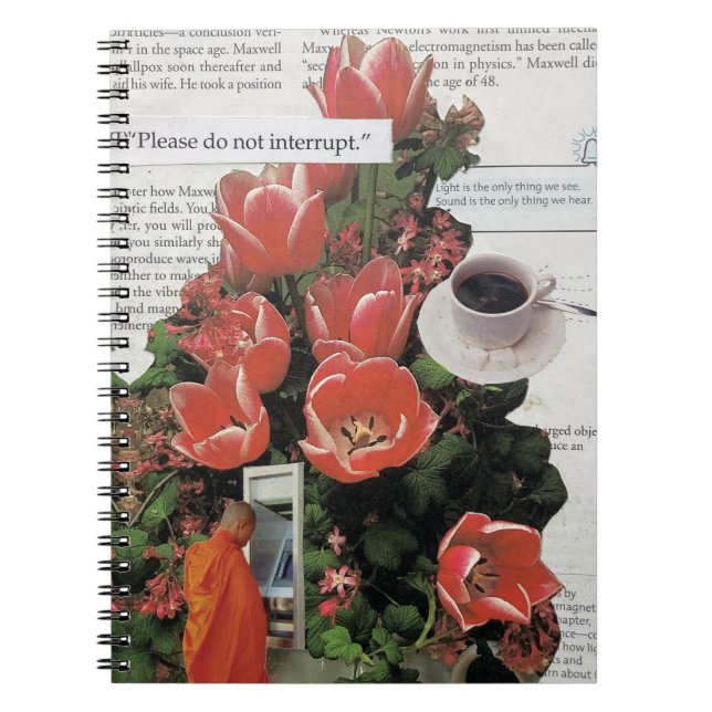 Avbryt inte teadagen om penningkaffe på morgonen anteckningsbok (Framsidan)