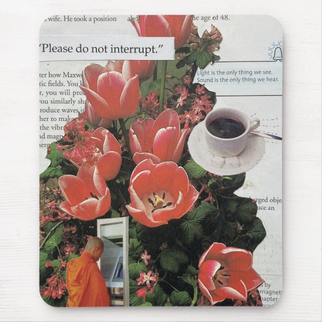 Avbryt inte teadagen om penningkaffe på morgonen musmatta (Framsidan)