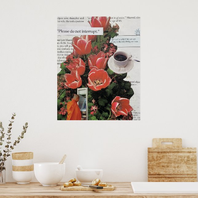 Avbryt inte teadagen om penningkaffe på morgonen poster (Kök)