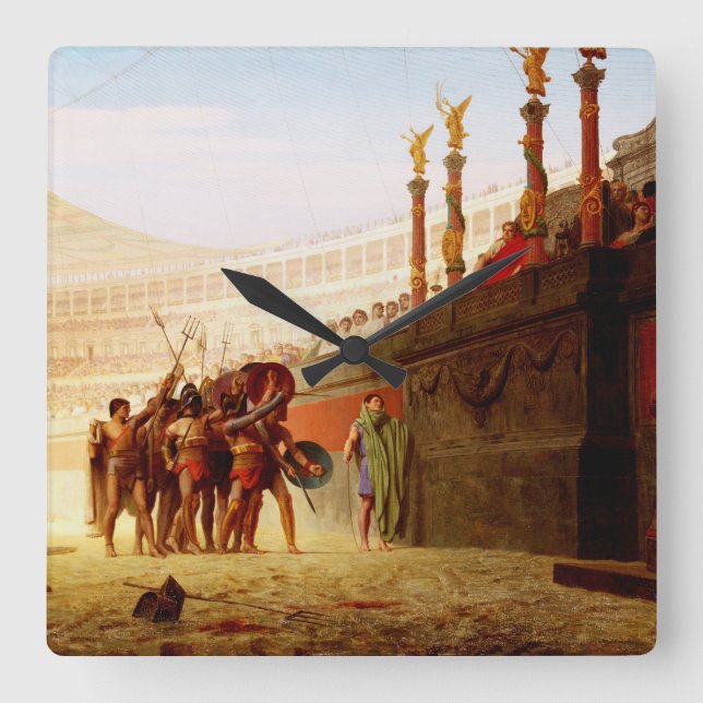 Ave Caesar by Jean-Leon Gerome Fyrkantig Klocka (Framsida)