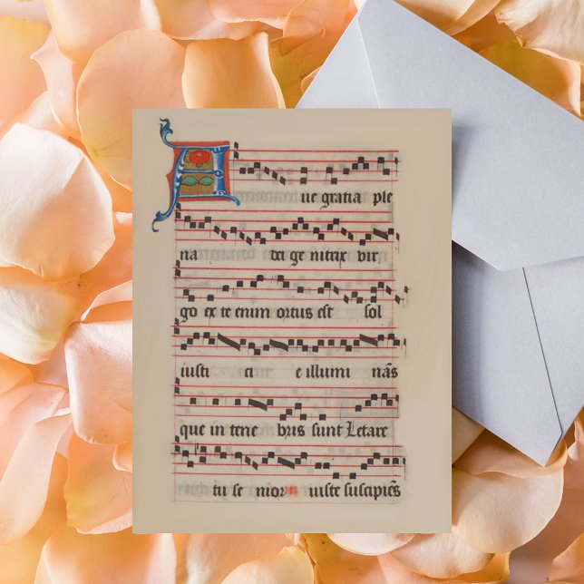 Ave gratia plena - Antiphon Medieval Manuscript Vykort (Ave gratia plena Antiphon Medieval Manuscript Catholic Christian Postcard)