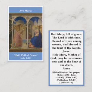 Ave Maria Hail Mary prayer-kort Visitkort