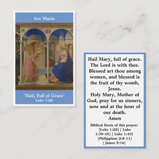 Ave Maria Hail Mary prayer-kort Visitkort (Fram/baksida)