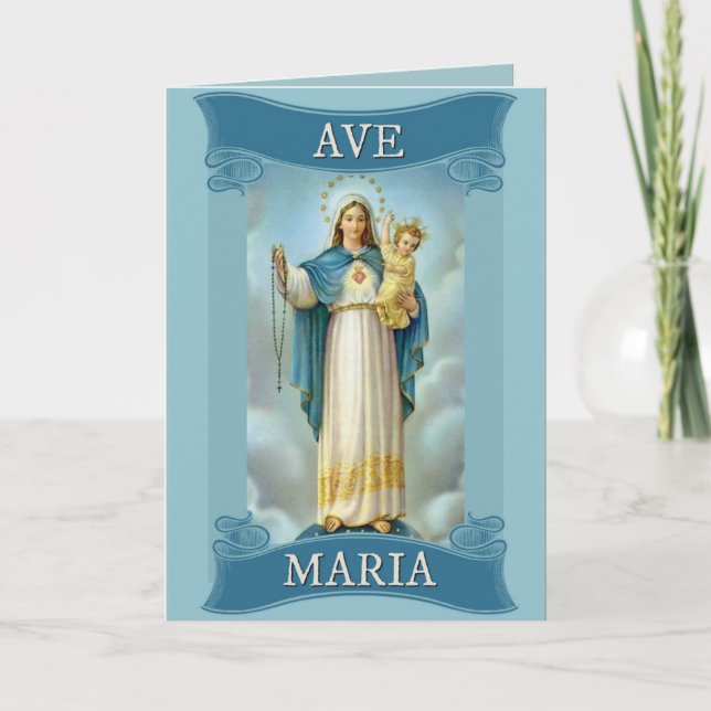 AVE MARIA JUNGFRU MARIA KRISTUSBARN Rosenkrans Kort (Framsida)