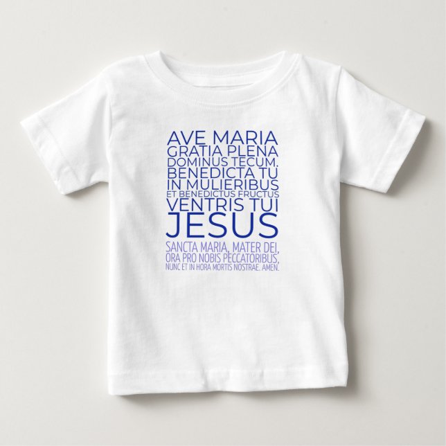 Ave Maria Latin Hail Mary Catholic Prayer T Shirt (Framsida)