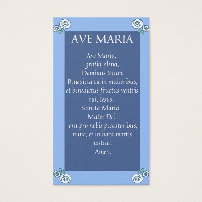 AVE MARIA Latin Prayer-kort Visitkort (Framsidan)