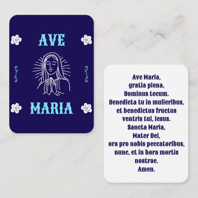 Ave Maria Prayer Card - Latin Hail Mary Placeringskort (Fram/baksida)