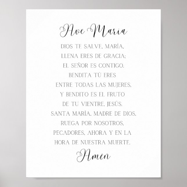 Ave Maria Spain Prayer Poster (Framsidan)