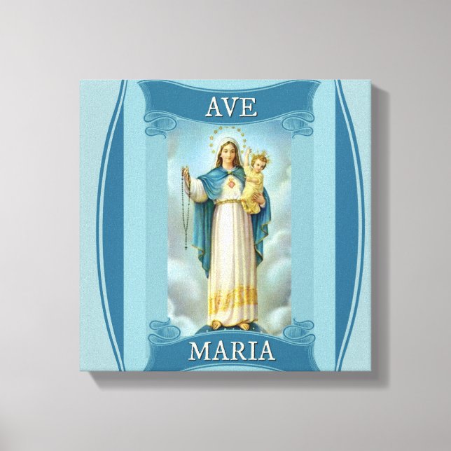 AVE MARIA VIRGIN MARY CHRIST CHILD Rosary Canvastryck (Framsida)