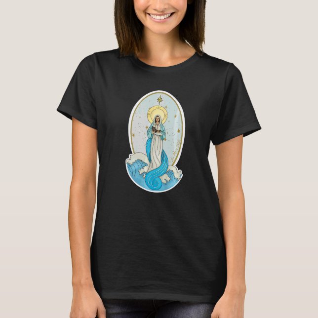 Ave Maris Stella Frälsta Moder Maria Latin Ca T Shirt (Framsida)
