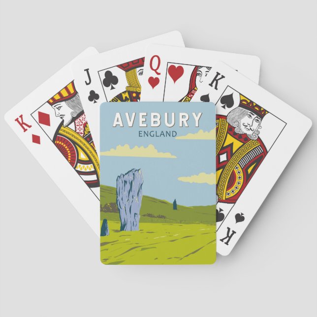 Avebury England Travel Art Vintage Casinokort (Baksidan)