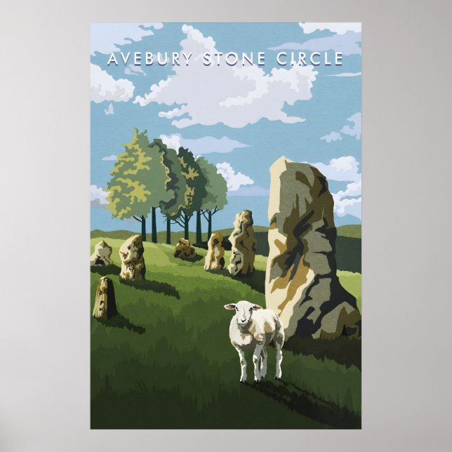 Avebury Stone Circle Wiltshire Travel Poster (Framsidan)
