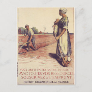 Avec Toutes Vos Ressources Propaganda Poster Vykort