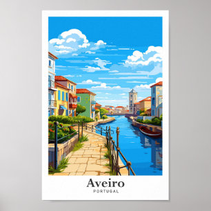 Aveiro Portugal Art Vintage resor Illustration Poster