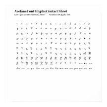 Avelane Font Glyphs Kontakta Lakan