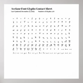Avelane Font Glyphs Kontakta Lakan Poster