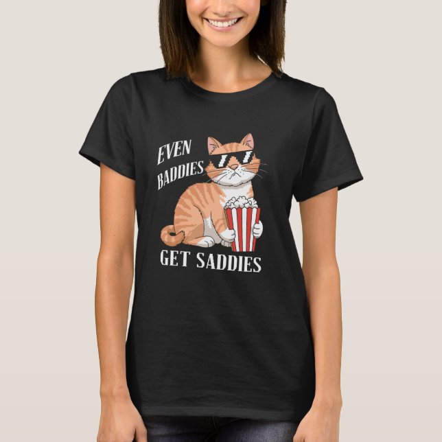 Även busar får ledsna Katt Meme T-shirt Rolig Katt (Framsida)