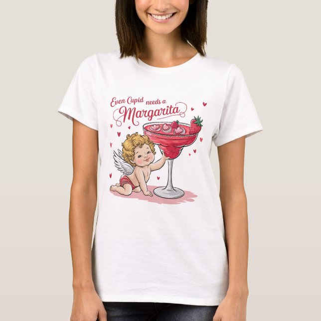 Även Cupid behöver en Margarita T Shirt (Framsida)
