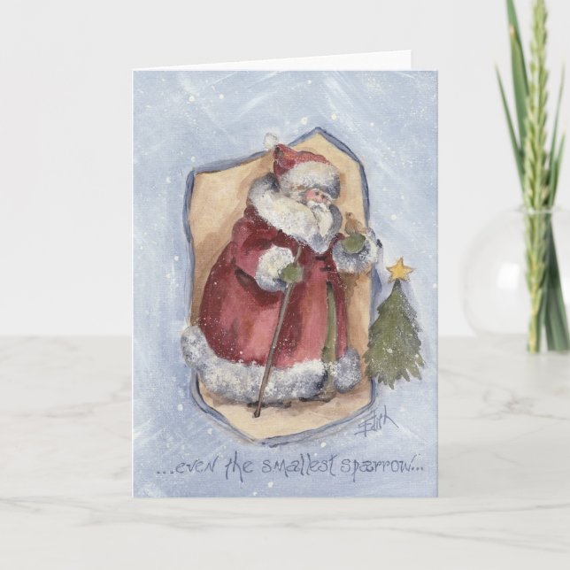 ÄVEN DEN SMALLEST SPARROW HELGKORT (Framsida)