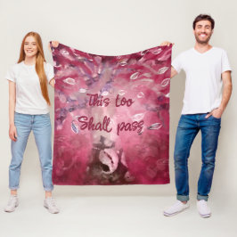 Även detta ska passera Abstrakt Träd Löv Rosa Fleecefilt