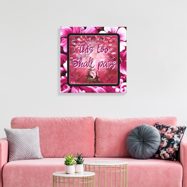 Även detta ska passera Abstrakt Träd Rosa White Canvastryck (Insitu (Vardagsrum))