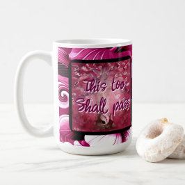 Även detta ska passera Abstrakt Träd Rosa White Kaffemugg