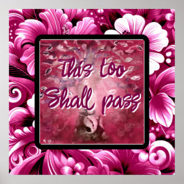 Även detta ska passera Abstrakt Träd Rosa White Poster