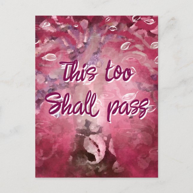 Även detta ska passera Abstrakt Träd Rosa White Vykort (Framsida)