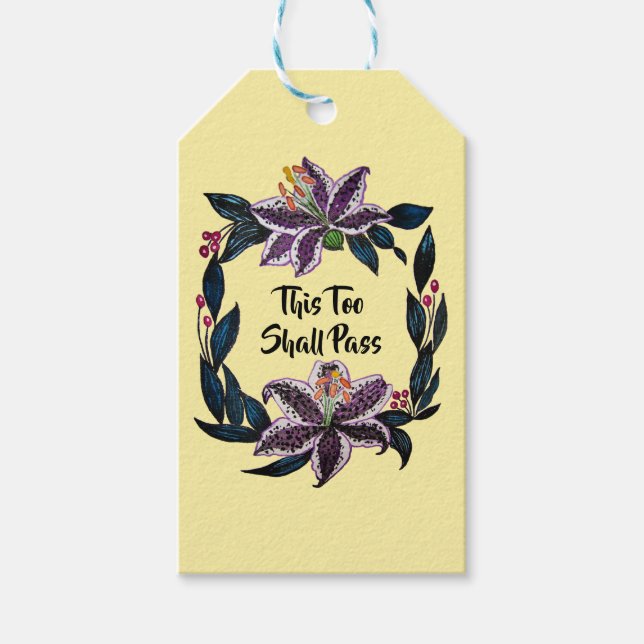 "Även detta ska passera" Watercolor Lily Wandeans Presentetikett (Framsidan)