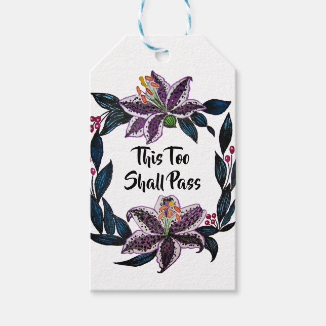 "Även detta ska passera" Watercolor Lily Wandeans Presentetikett (Framsidan)