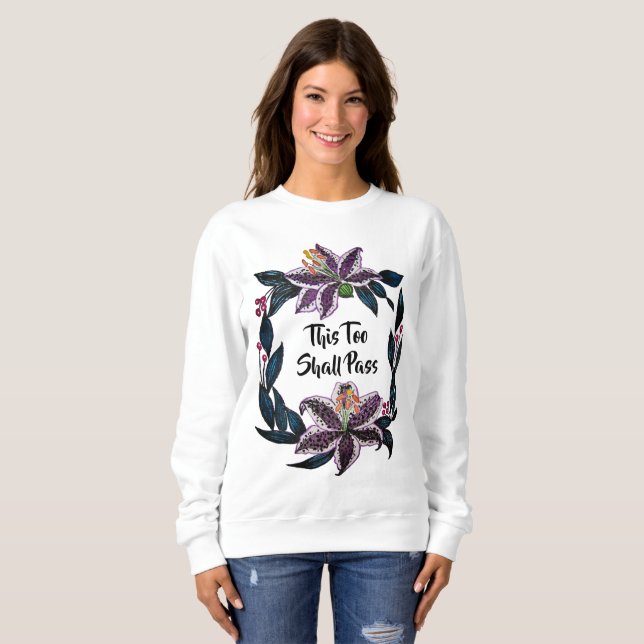 "Även detta ska passera" Watercolor Lily Wandeans Tee Shirt (Hel framsida)