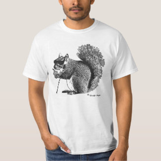 Även finner en blind ekorre ett nöt en gång i en tee shirt