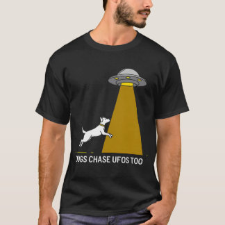 Även hundar Chase UFO:er - Lustigt Alien & Hund äl T Shirt