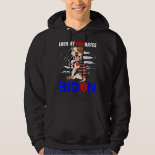 Även min Hund Hates Biden USA flagga Pitbull T-Shi Hoodie