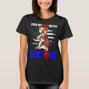 Även min Hund Hates Biden USA flagga Pitbull T-Shi T Shirt
