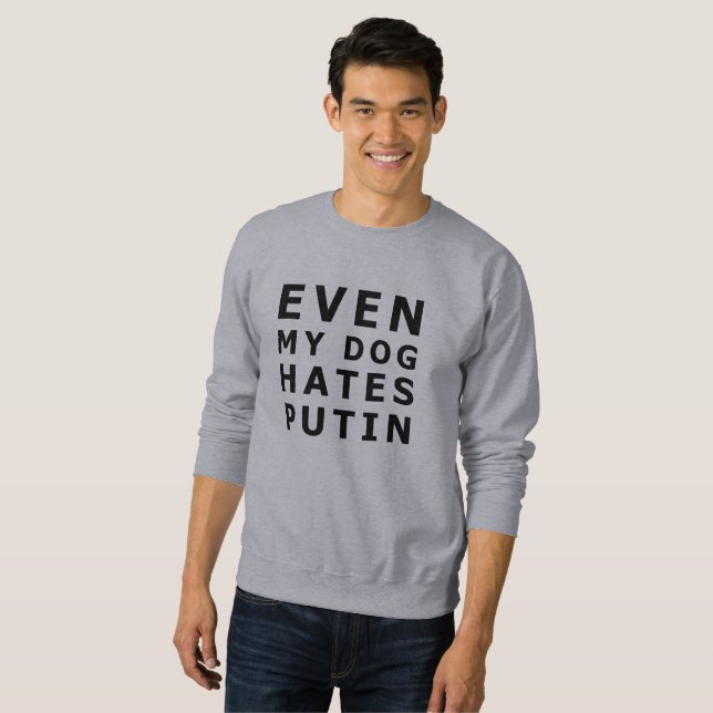 Även mina hund hatar putin lång ärmad tröja (Hel framsida)